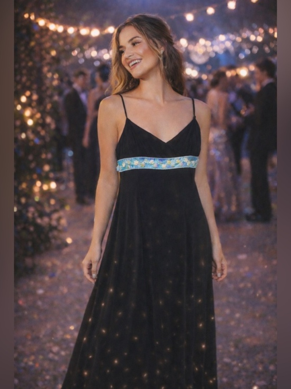 Papell Y2K Maxi Dress Fairycore Prom Babydoll Empire Waist  Floral Deadstock NWT